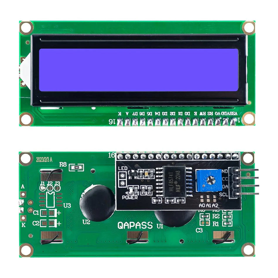 LCD 1602 16×2 Character Display with I2C Adapter green/blue