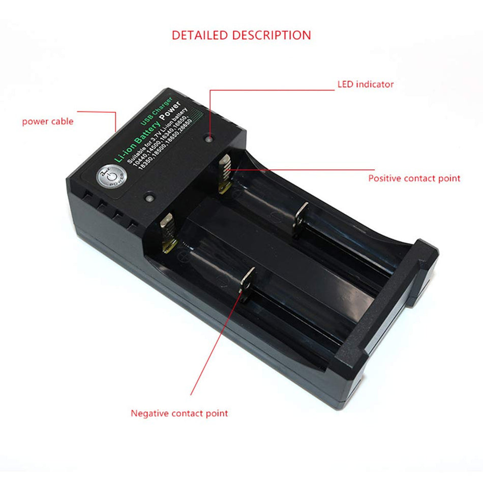 18650 Dual Port USB Battery Charger for Li-ion Cells