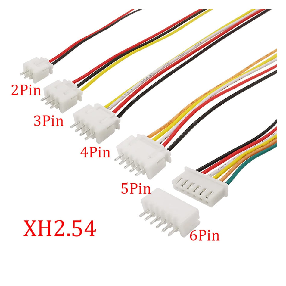 2.54mm JST Connector Set – Male PCB Header & Female With 15cm Wire (2–10 Pin, 26AWG)