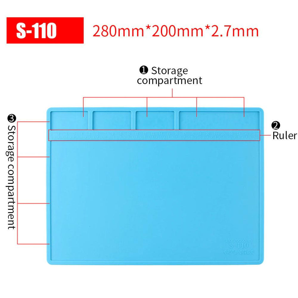 S-110 Heat Resistant Silicone Soldering & Repair Mat (28×20cm)