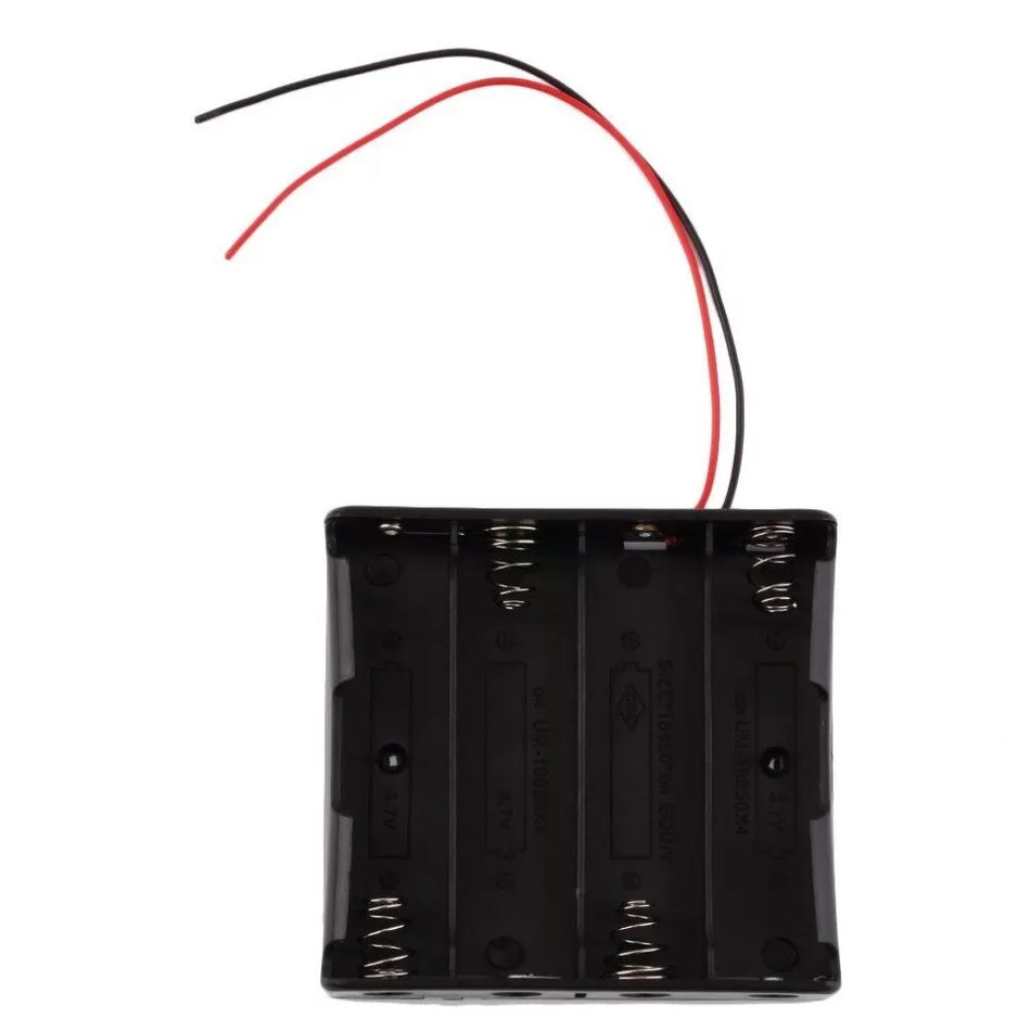 4-Slot 18650 Battery Holder Case with Bare Wire Leads (14.8V Series)