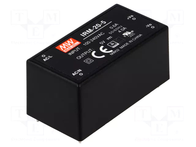 MEAN WELL IRM-20-5 20W AC-DC Power Supply Module (5V 4A - PCB Mount)