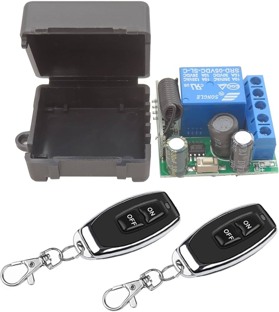 433MHz Universal Wireless Remote Control Switch DC 12V 1CH Relay Module (2 Transmitters + Receiver)