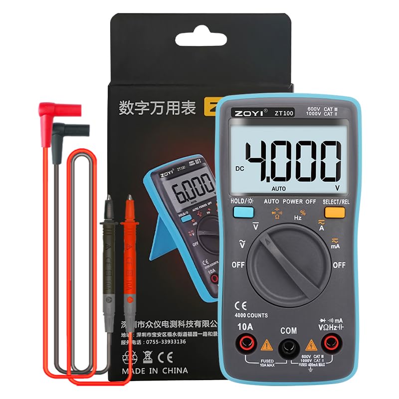 ZOYI ZT-100 Digital Multimeter (4000 Counts - Auto-Ranging True RMS)