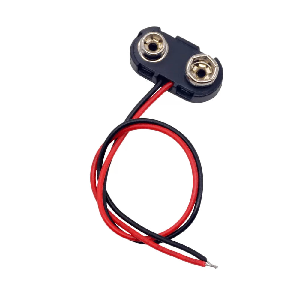 9V Battery Snap Connector Clip with Bare Wire Leads
