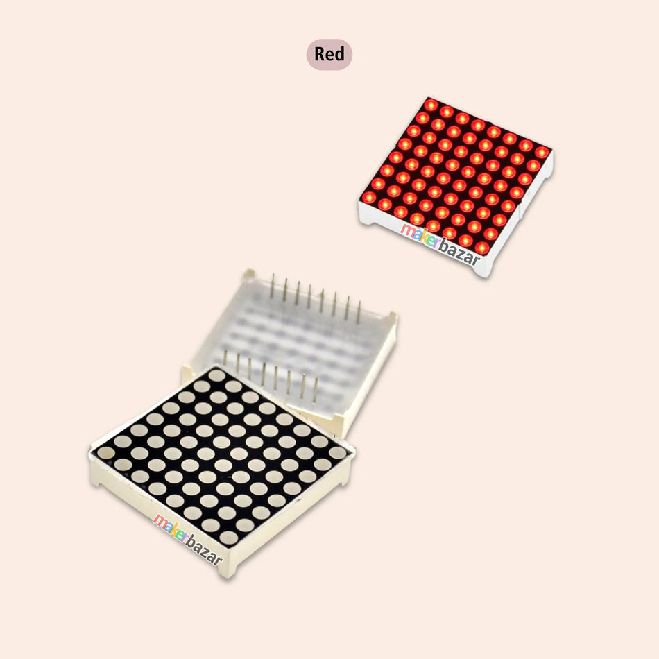 8x8 Mini Red LED Dot Matrix Display Module – 3mm LEDs, Common Cathode, 64-Pixel Matrix