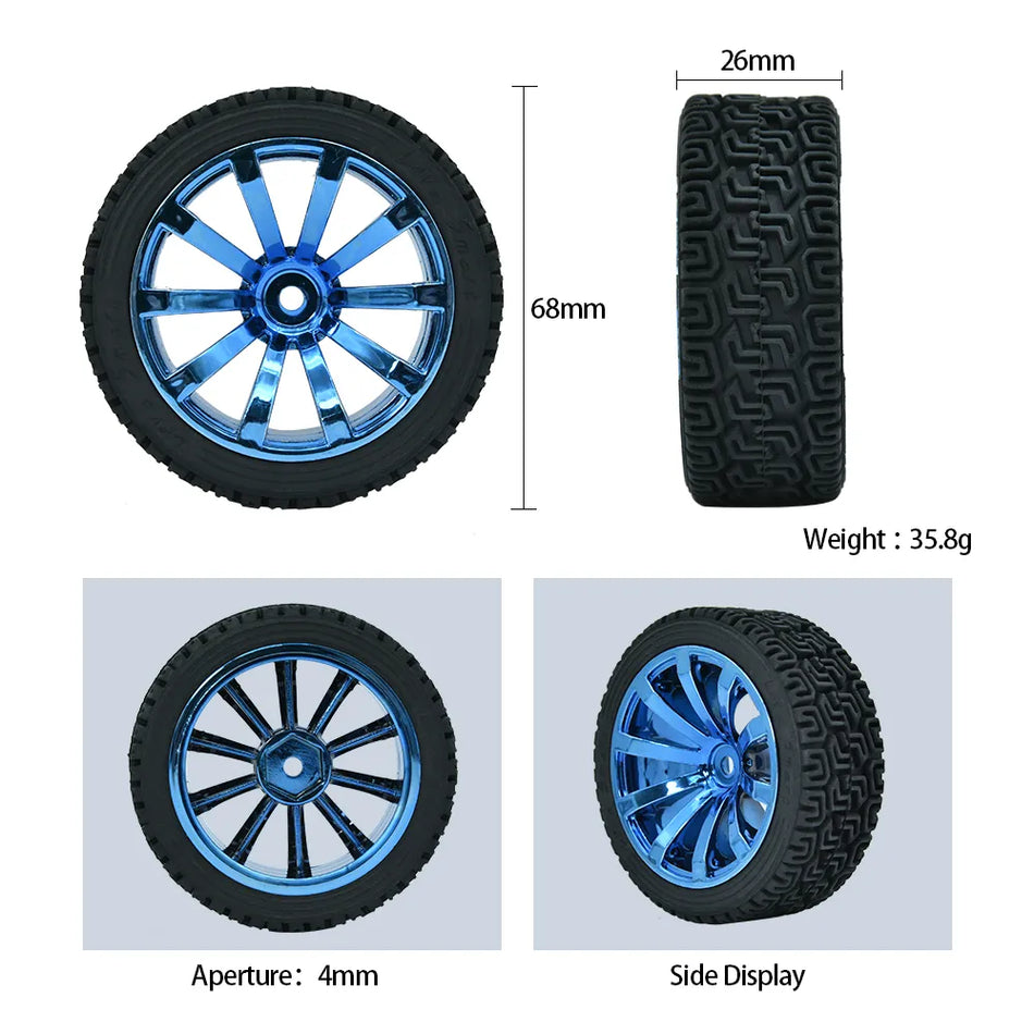 Robot Car Wheels 65x26mm 4mm Hub 2PCS
