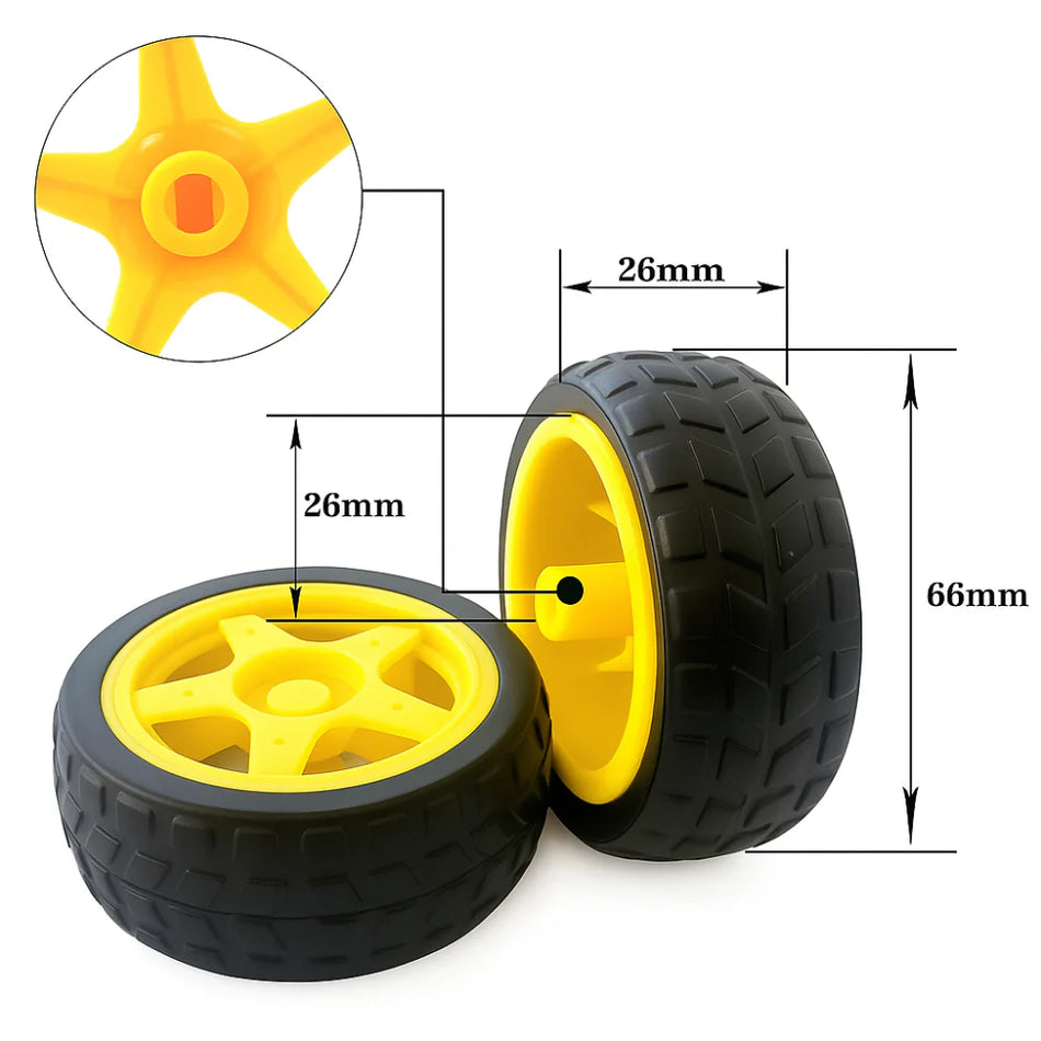 BO Motor Compatible Wheel 65mm x 26mm 2PCS