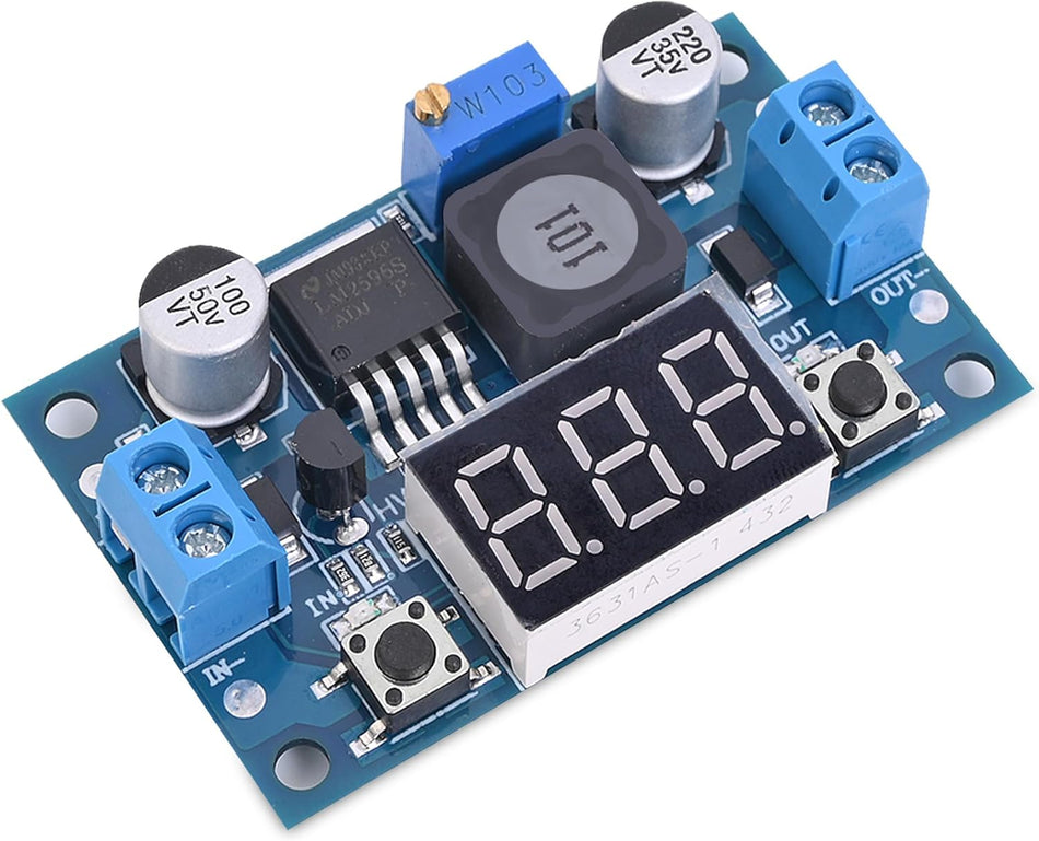 LM2596 3A DC-DC Adjustable Step-Down Buck Converter Module with Voltmeter Display