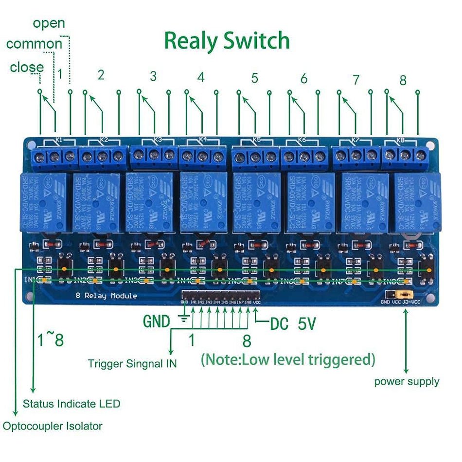 5v 8 Channel Relay Module With Optocoupler