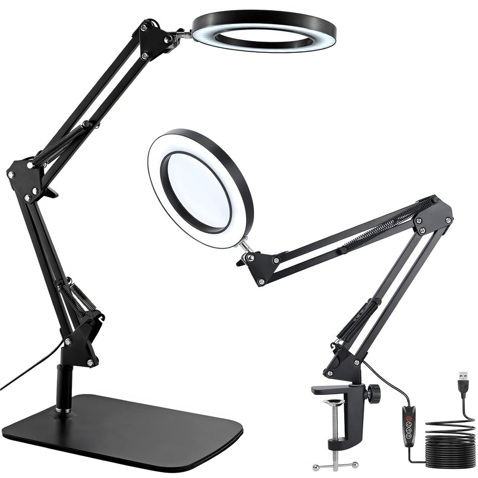 8X LED Magnifying Lamp with Adjustable Arm & Stand