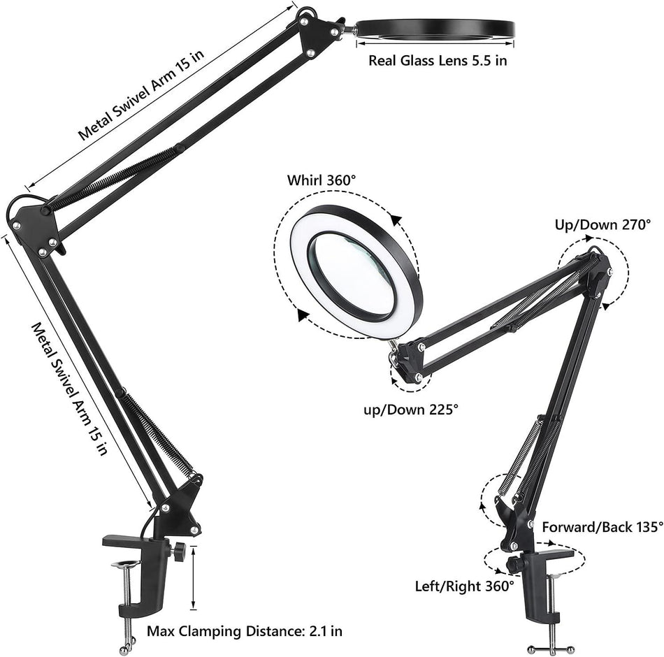 8X LED Magnifying Lamp with Adjustable Arm & Stand