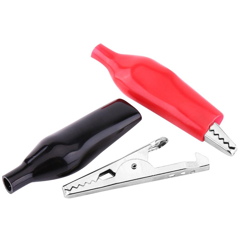 28mm Crocodile Clips | Metal Alligator Clip Pair (Black & Red)