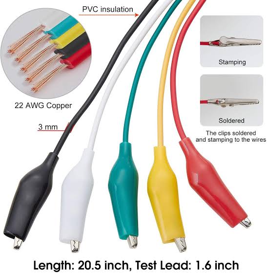 Alligator Clips Electrical DIY Test Leads Alligator Double-ended Crocodile Clips 10pcs