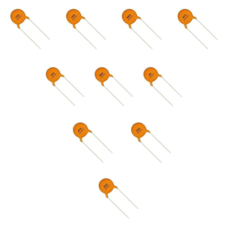 Ceramic Disc Capacitor (50V, Through-Hole) – Multiple Values Available