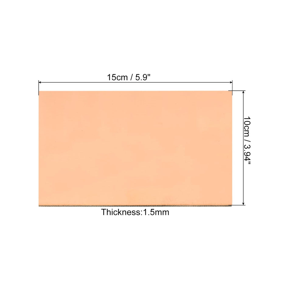 Single Side 10*15cm thickness 1.5mm FR4 Glass fiber Blank Copper Clad PCB