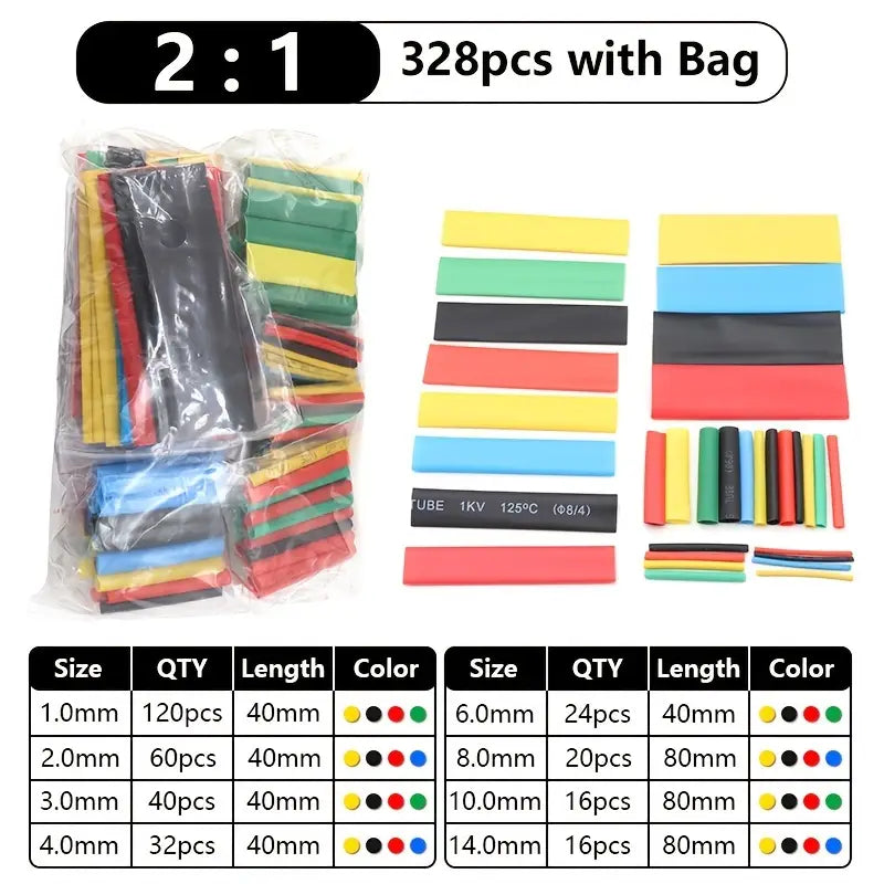 Heat Shrink Tube Mixed Color Kit 328pcs