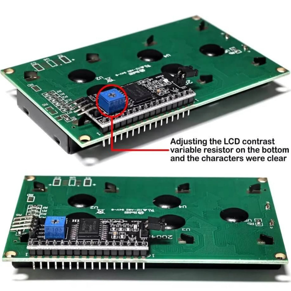 LCD 2004 20×4 Character Display with I2C Adapter green/blue