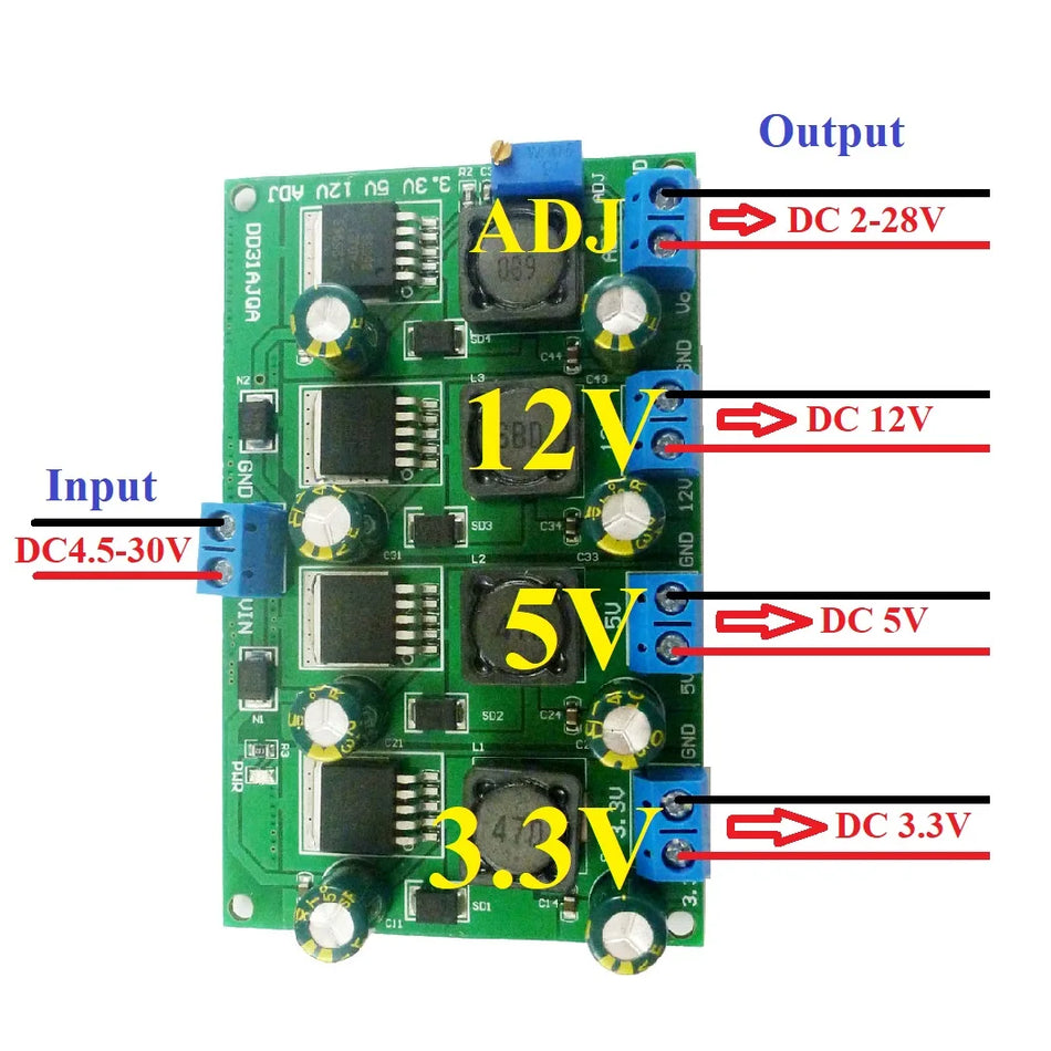 LM2596 3A 4 Channels Multiple Switching Power Supply Module