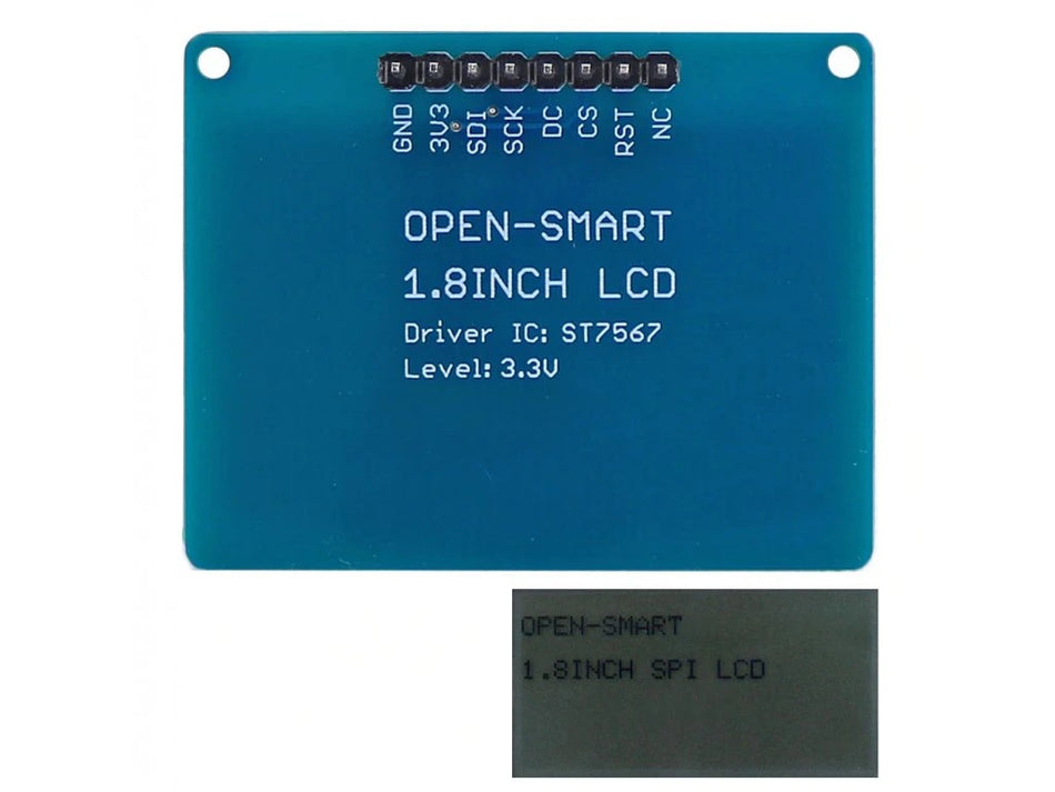 1.8″ SPI Monochrome LCD OPEN SMART 3.3V With ST7567 Driver