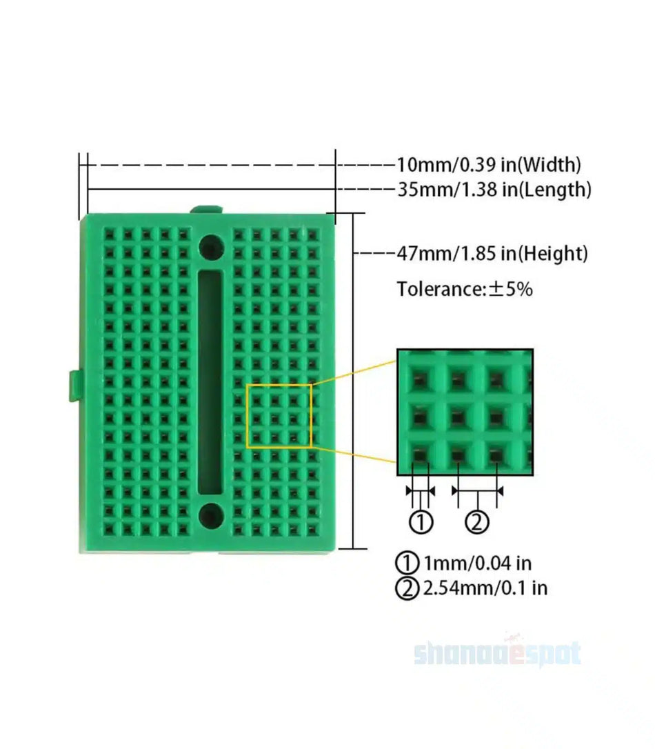 SYB-170 170pts Mini Breadboard Assorted Colors