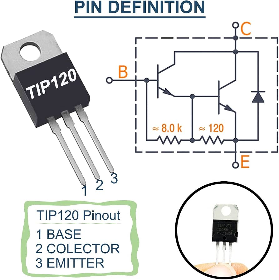 TIP120 NPN Darlington Power Transistor (5A, 60V, TO-220)