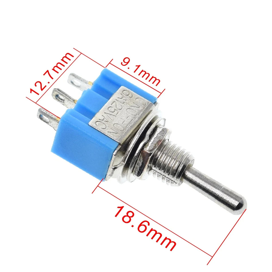 MTS-102 Mini 6A 125VAC SPDT 3 Pin 2 Position ON-ON Toggle Switch