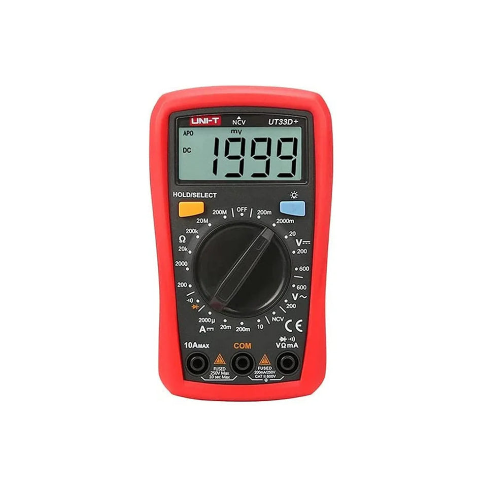 UNI-T UT33D+ Digital Multimeter with NCV (Palm-Sized, 2000 Counts)
