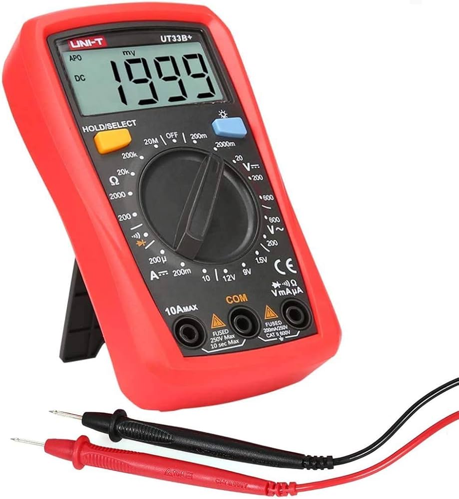 UNI-T UT33B+ Digital Multimeter with Battery Tester (Palm-Sized, 2000 Counts)