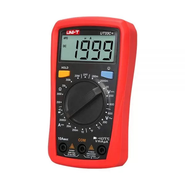 UNI-T UT33C+ Digital Multimeter with Temperature Probe (Palm-Sized, 2000 Counts)