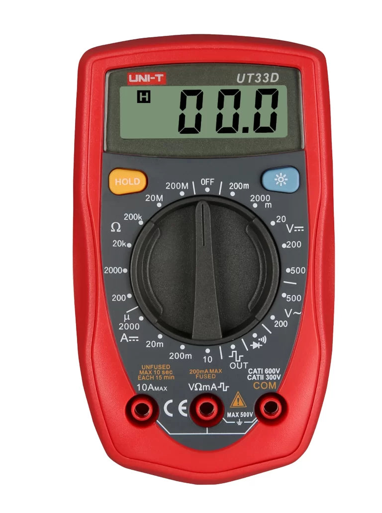UNI-T UT33D Digital Multimeter with NCV (Palm-Sized, 2000 Counts)