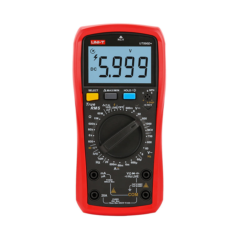 UNI-T UT890D+ True RMS Digital Multimeter (6000 Counts with NCV & LIVE Test)