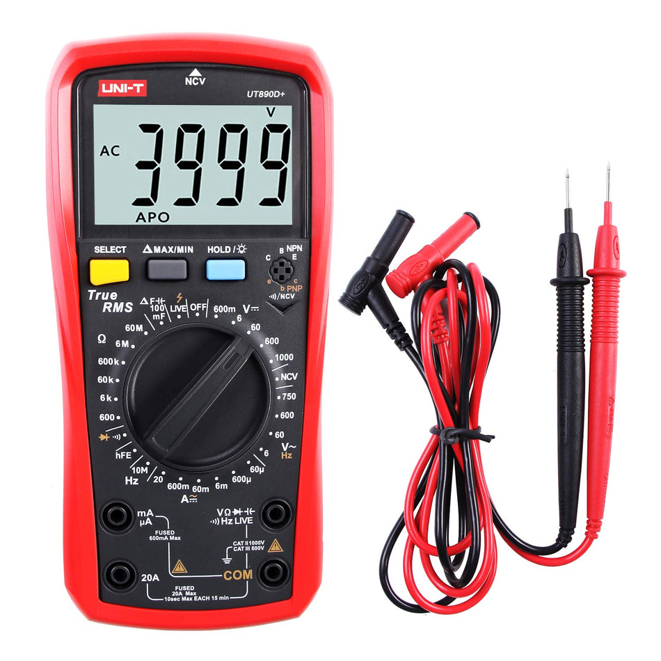 UNI-T UT890D+ True RMS Digital Multimeter (6000 Counts with NCV & LIVE Test)