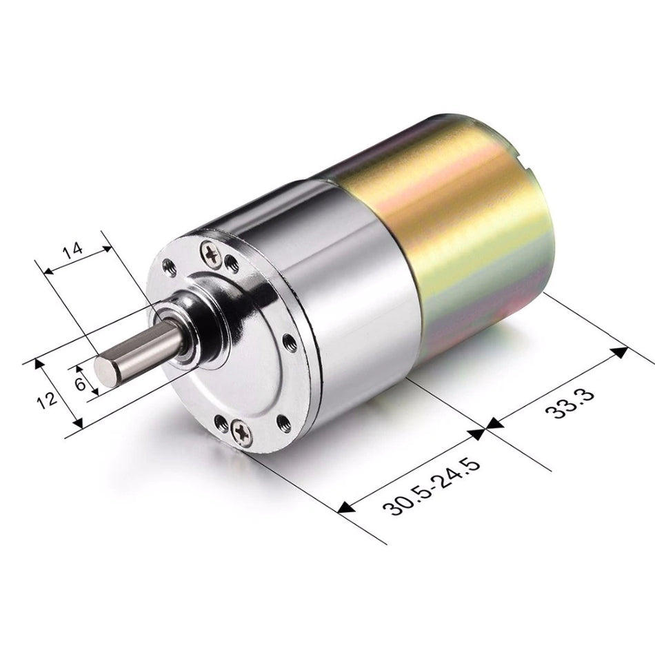 ZGB37RG 12V DC Geared Motor 37mm Eccentric Shaft (100-500RPM)