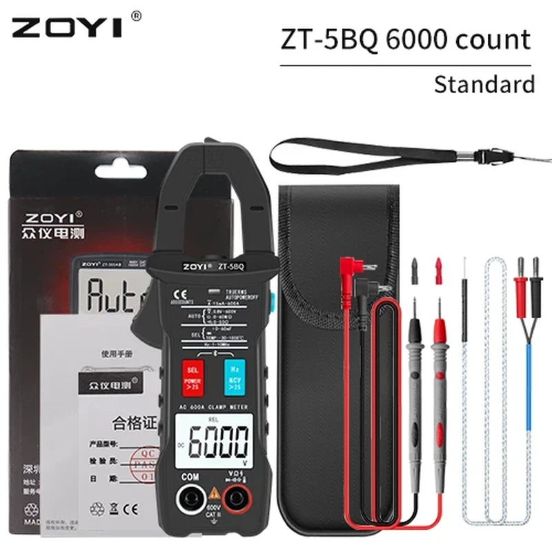ZOYI ZT-5BQ Digital Bluetooth Clamp Meter & Multimeter (6000 Counts - True RMS)