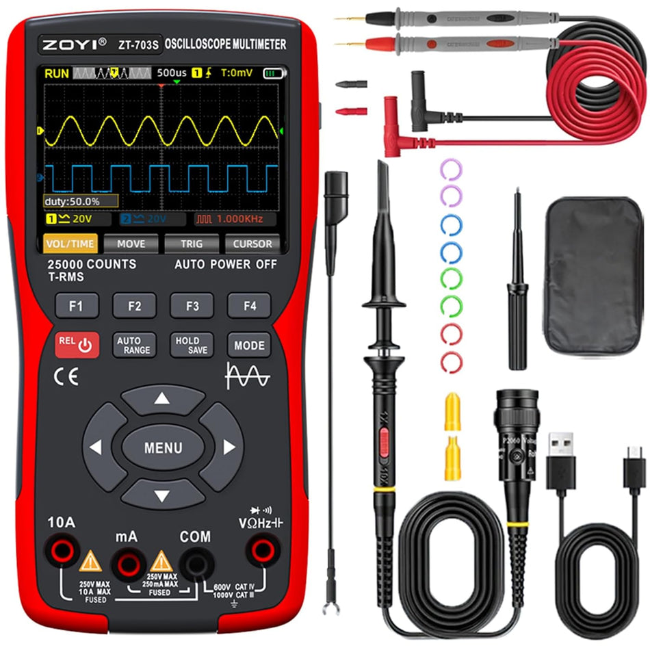 ZOYI ZT-703S 3-in-1 Digital Oscilloscope Multimeter & Signal Generator (50MHz)