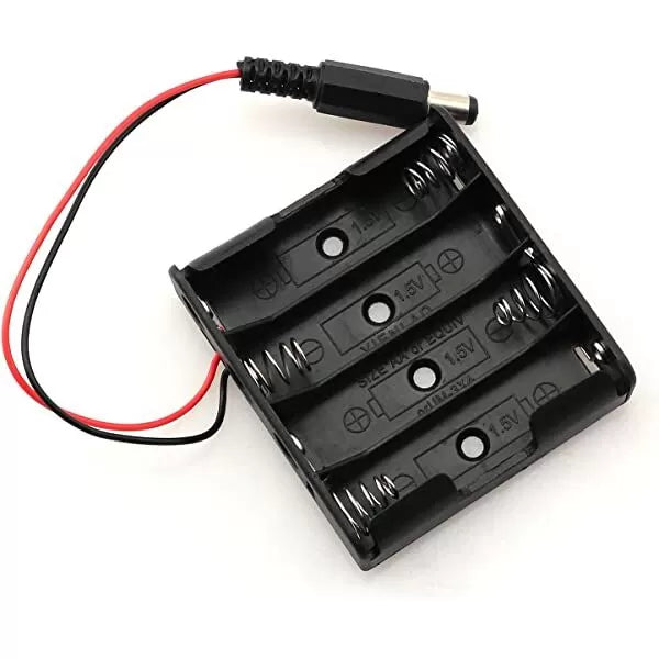 4 x AA Battery Holder with 5.5mm/2.1mm DC Barrel Jack