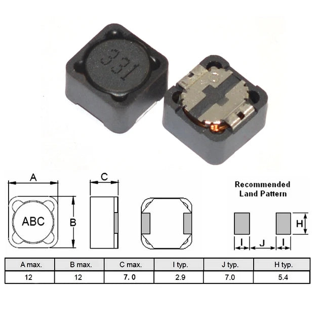 CDRH127 SMD Power Inductor (12×12×7 mm) – Multiple Inductance Values