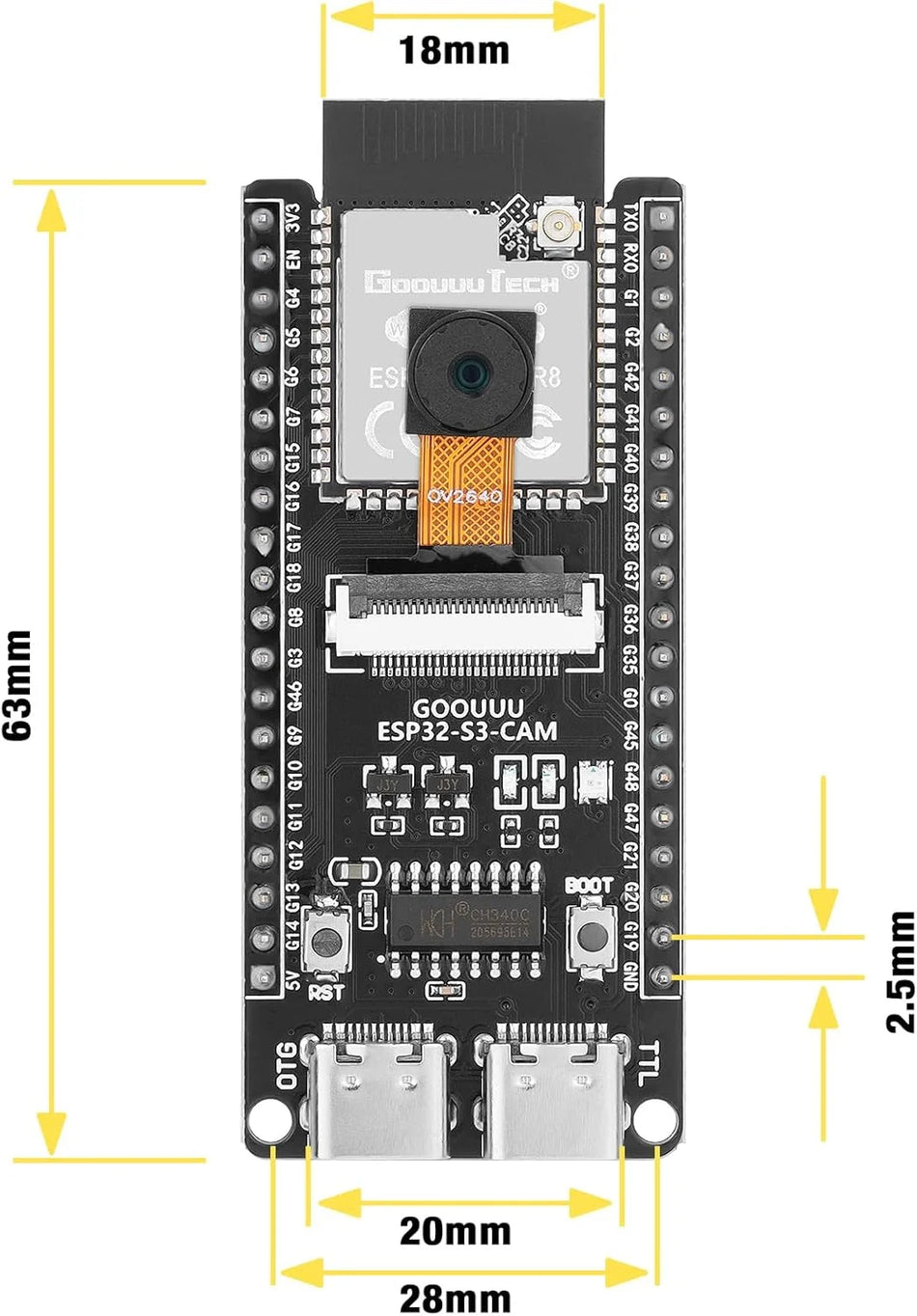 ESP32-S3-CAM OV3660 Camera Module Development Board