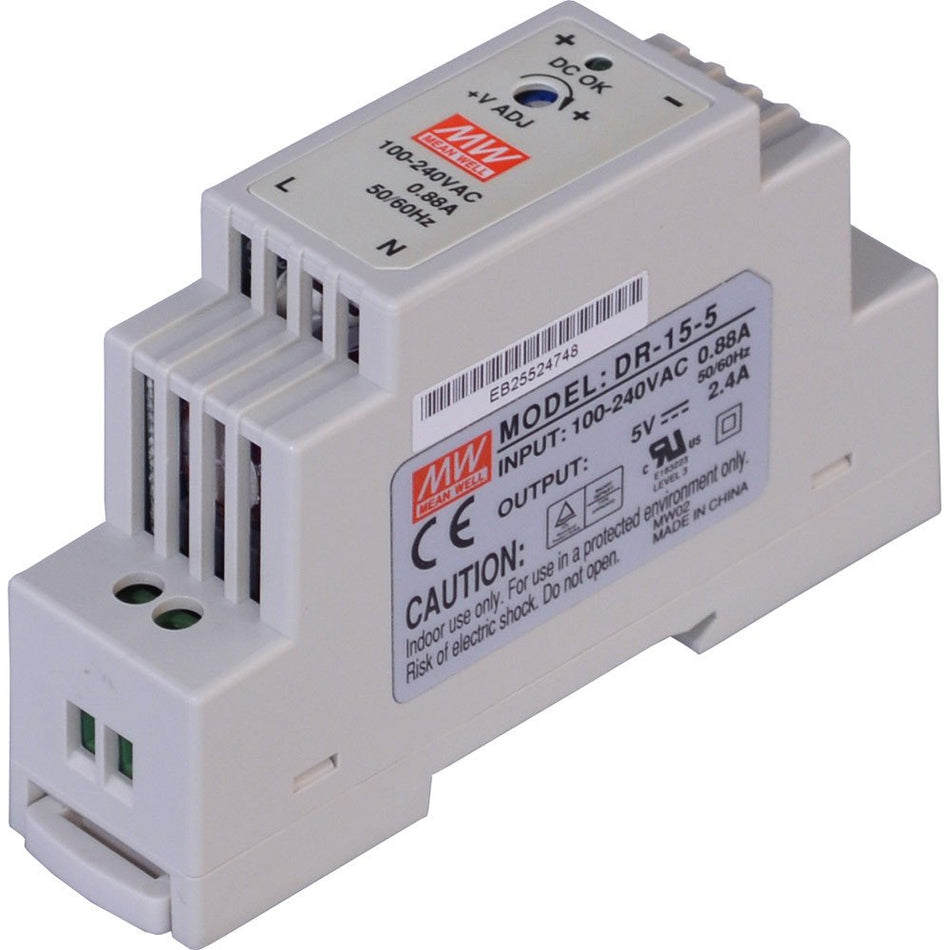 DR-15-5 Industrial DIN Rail Switching Power Supply (5V 3A - 15W)