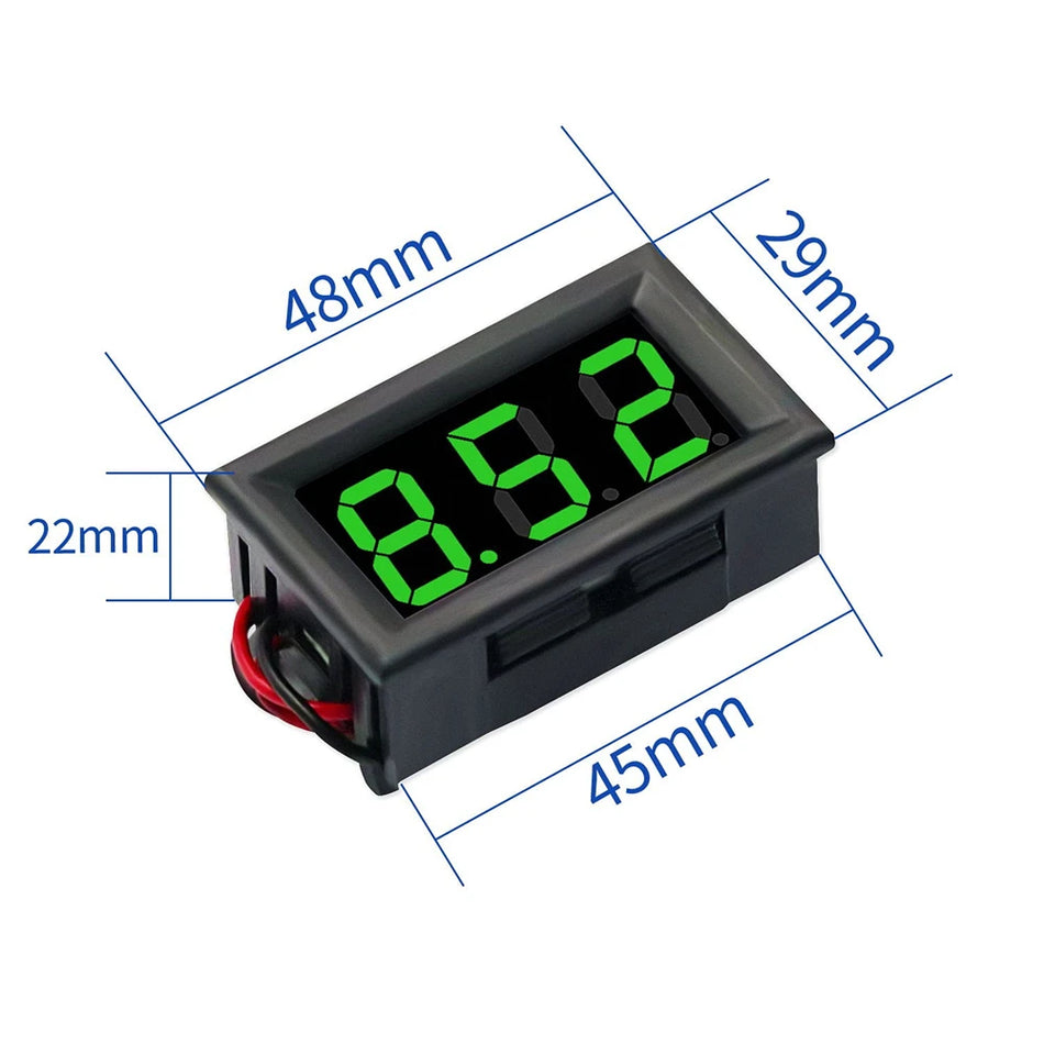 LED Digital Voltmeter 0–30V / 0–100V DC Panel Meter