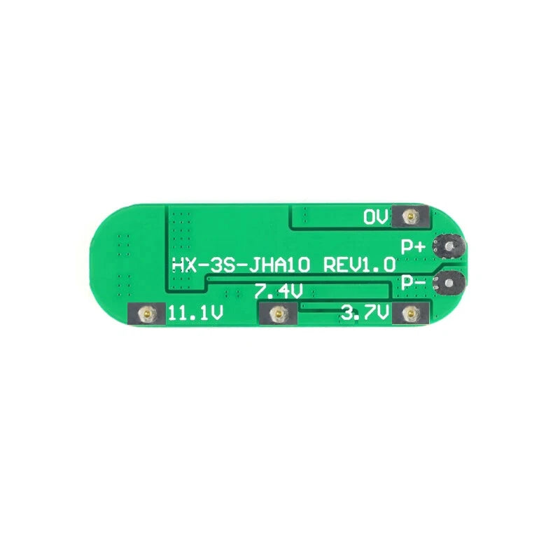 3S 10A BMS Lithium-Ion Battery Protection Board with Cell Balancing (11.1V / 12.6V)